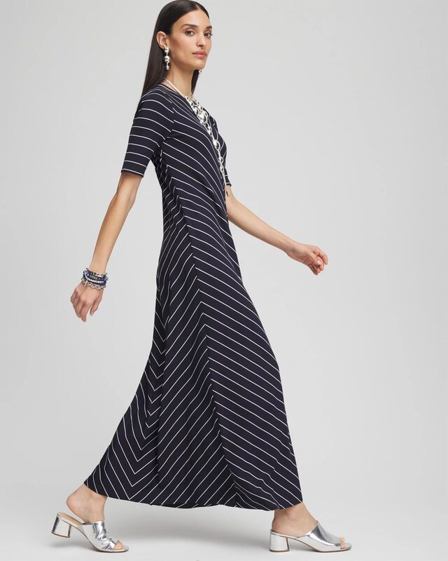 Striped Ponte Maxi Dress - image 2